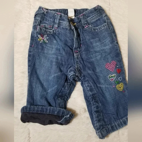 Girls 6-12 month Gap lined jeans - Picture 1 of 1